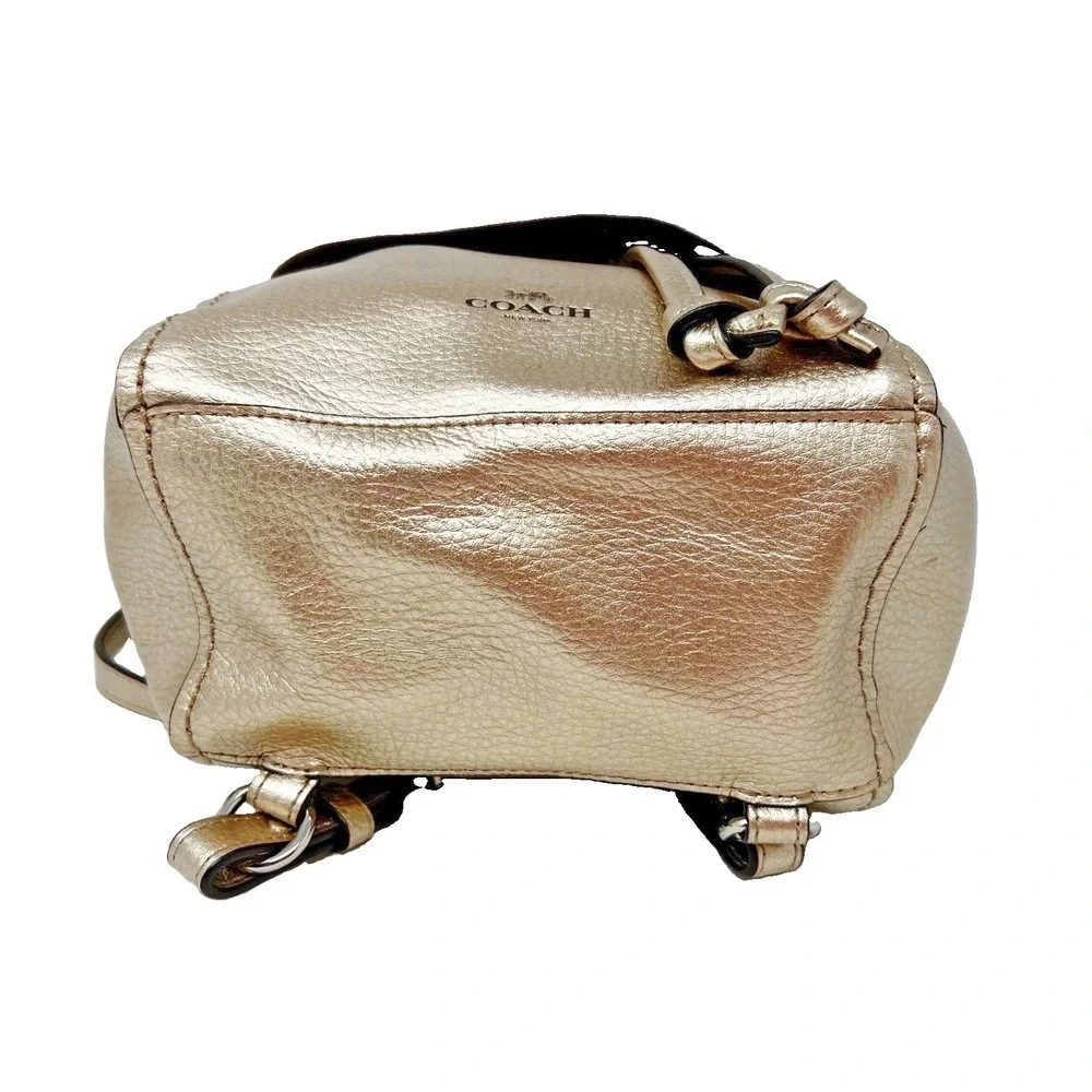 Coach Derby Mini Backpack Metallic Gold Pebbled Leather F16605